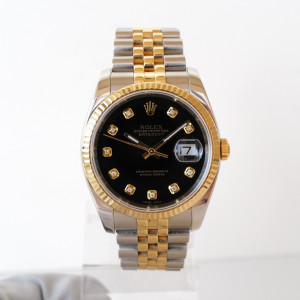 Швейцарський годинник Rolex Datejust 36 Jubilee Steel 18K Yellow Gold Black Diamond Dial