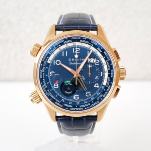 Швейцарський годинник Zenith El Primero Pilot Doublematic Limited Edition of 10 Alarm Chronograph World Time 18K Rose Gold 45