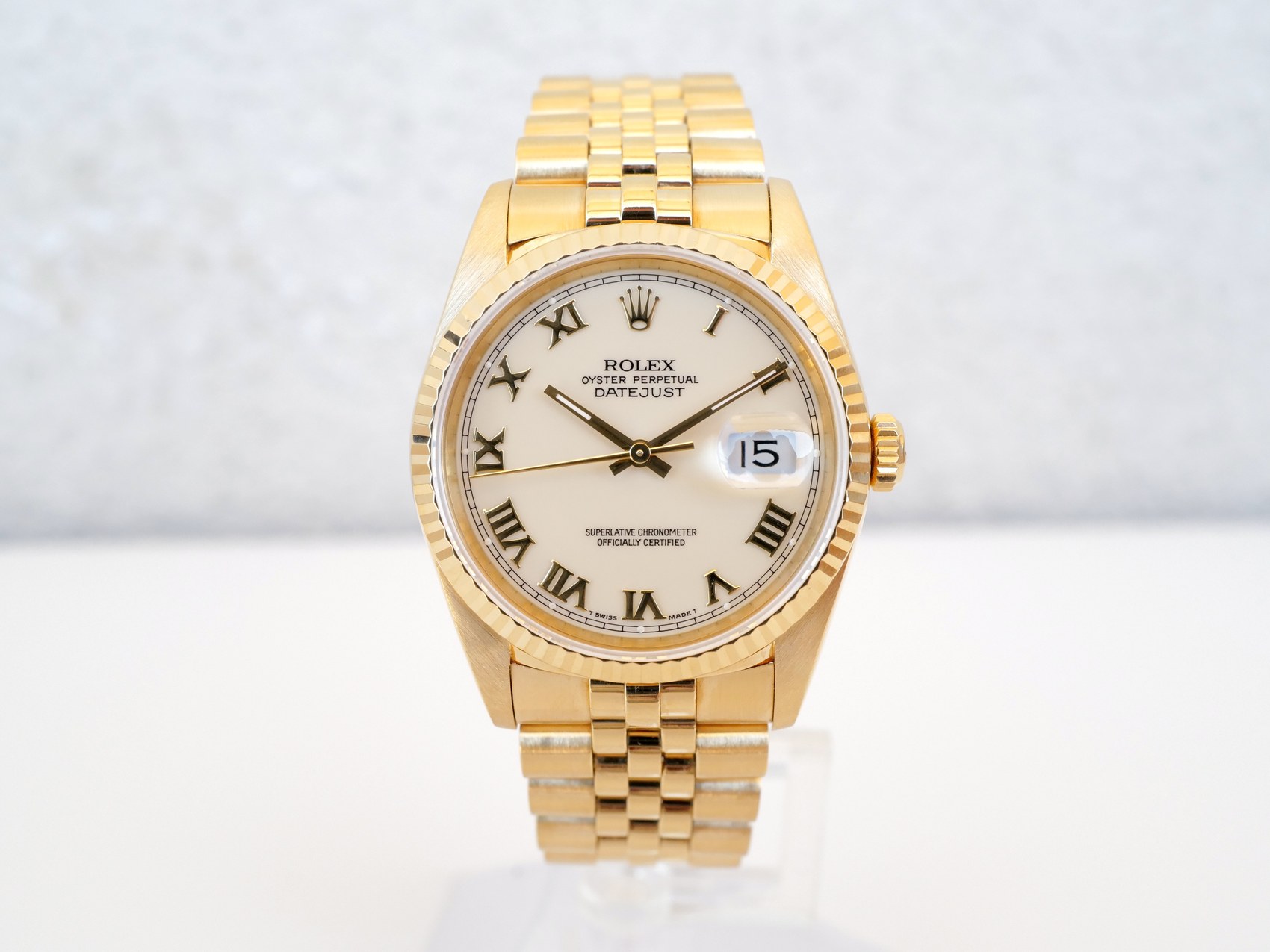 Швейцарские часы Rolex Datejust 36 Jubilee 18K Yellow Gold Cream Ivory Roman Dial